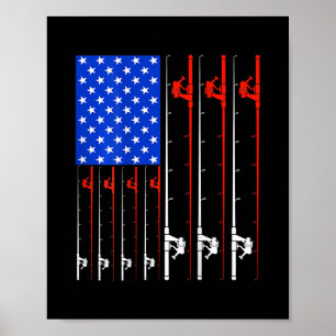 Fiske i USA Amerikanska Flagga 4 juli Fiskare  Poster