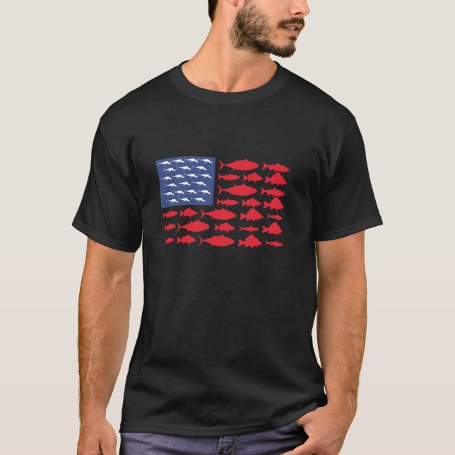 Fiske i USA, Flagga Patriotic USA T Shirt (Framsida)