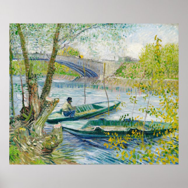 Fiske i Vår, Pont de Clichy av Van Gogh Poster (Framsidan)