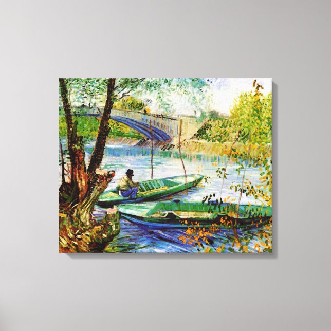 Fiske i Vår Vincent van Gogh Canvastryck (Framsida)