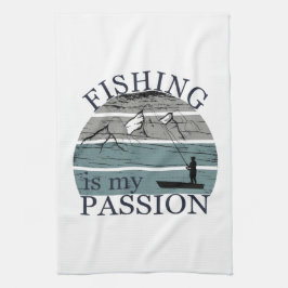 Fiske i vintage älskare kökshandduk