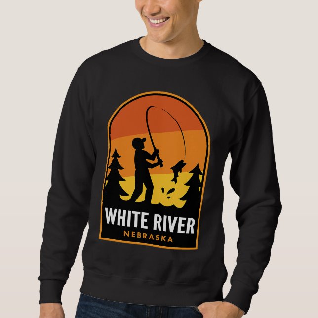 Fiske i White River Nebraska Lång Ärmad Tröja (Framsida)