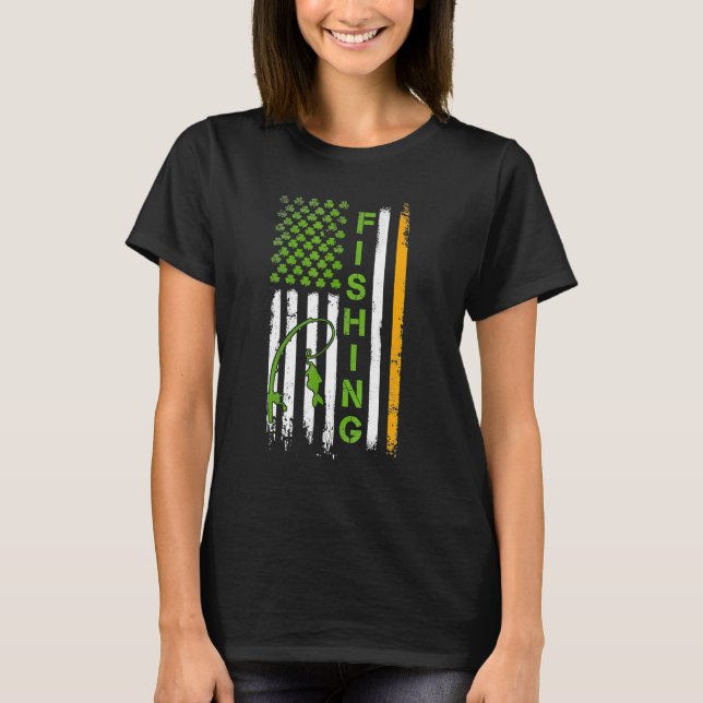 Fiske irländsk amerikansk flagga Saint Patricks Da T Shirt (Framsida)