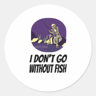 Fiske Jag Somnar Inte Utan Fisk Runt Klistermärke