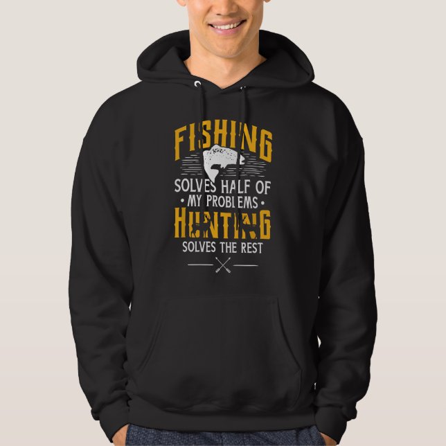 Fiske & Jakt löser mina Problem - Rolig Present  Hoodie (Framsida)