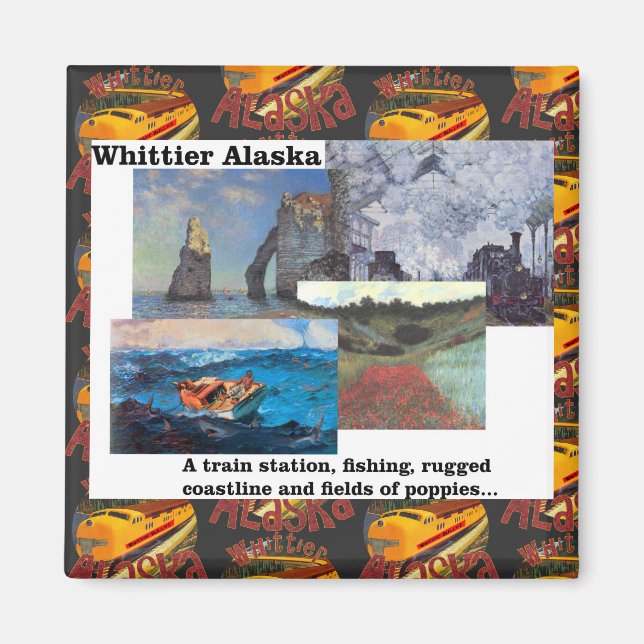 Fiske Jakt Vallmo Whittier Alaska Magnet (Framsidan)