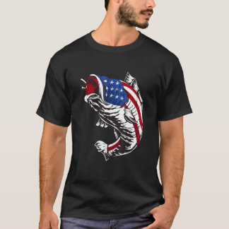 Fiske Kamouflage Amerikansk Flagga Usa Abborre Fis T Shirt