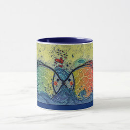 Fiske Kissing Kärlek i Blue Mugg