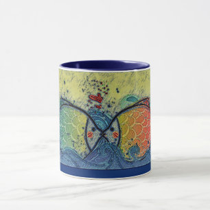 Fiske Kissing Kärlek i Blue Mugg