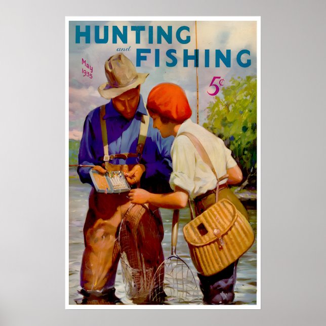 Fiske Konst Jakt Och Fiske Tidskrift Affisch (Framsidan)