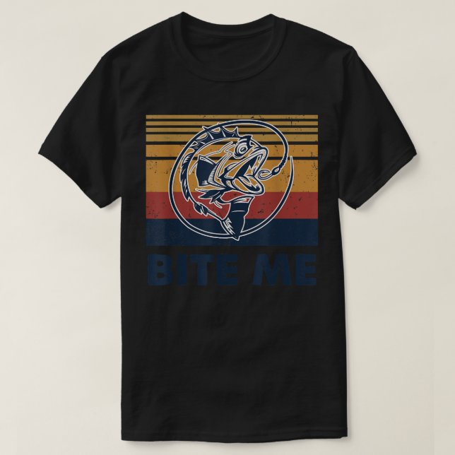 Fiske Krok Bita me Bass Catfish Pike Fisherman F T Shirt (Design framsida)