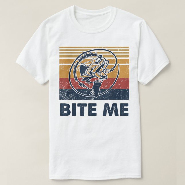 Fiske Krok Bita me Bass Catfish Pike Fisherman F T Shirt (Design framsida)