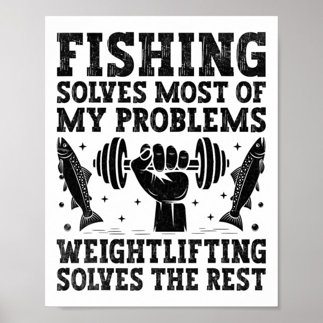 Fiske Löser De Flesta Av Mina Problem Träning Med  Poster (Framsidan)