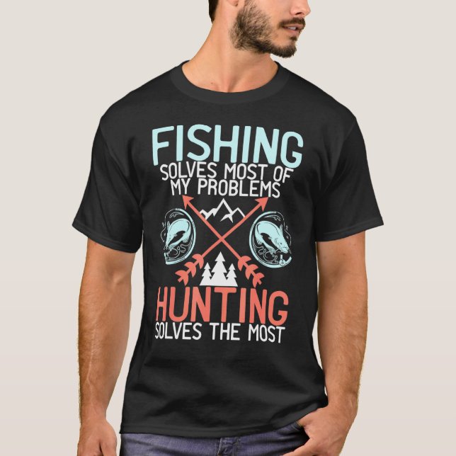 Fiske Löser Mina Problem Jakt Och Fiske Katt T Shirt (Framsida)