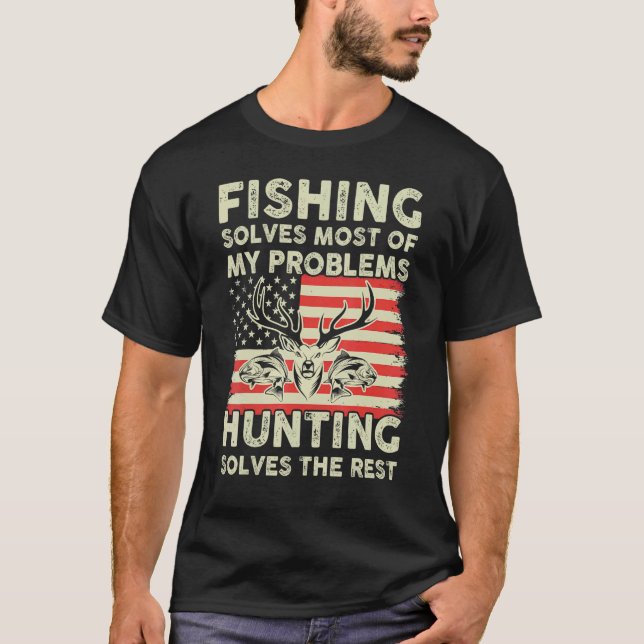 Fiske löser mina problem med jakt löser resten t shirt (Framsida)