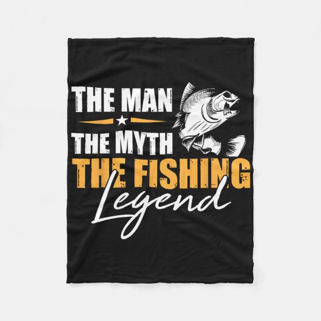 Fiske Mannen Myten Legend Fiskare Cool Fiskare Fleecefilt (Framsidan)