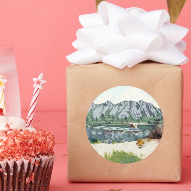 Fiske med Bush Flygplan Runt Klistermärke (Part)