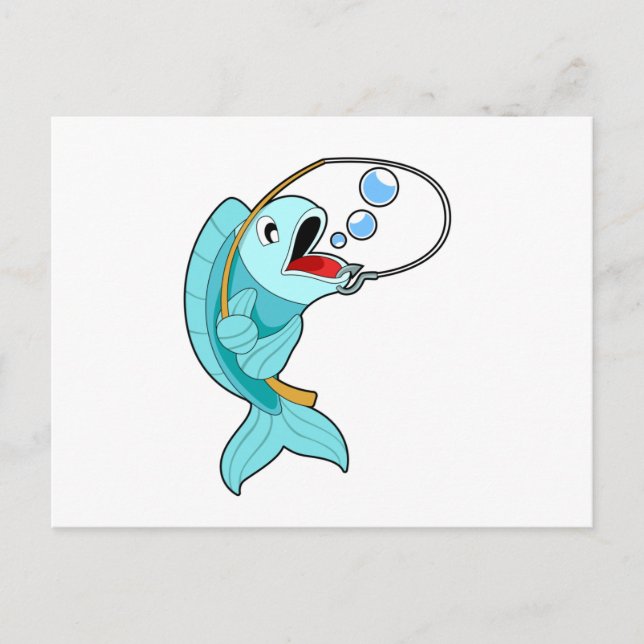 Fiske med fiskespö vykort (Framsida)