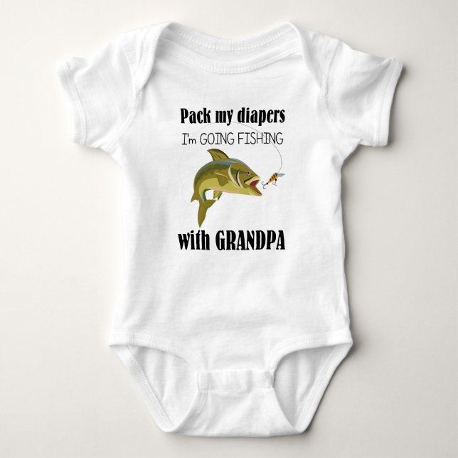 Fiske med Grandpa Baby Jersey Bodykostym T Shirt (Framsida)