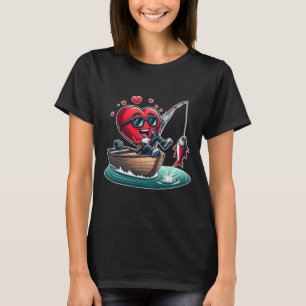 Fiske med hjärta Alla hjärtans dag Män Kvinnor Poj T Shirt