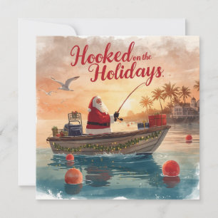 Fiske med Jultomten som är "fastsatt på Helgdagarn Julkort