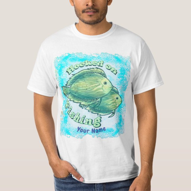 Fiske med låst vatten t shirt (Framsida)