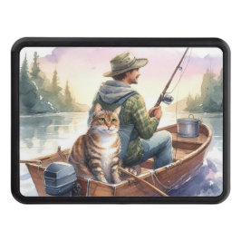 Fiske med Mitt Tabby katt vattenfärgsHitch-täcke Dragkroksskydd