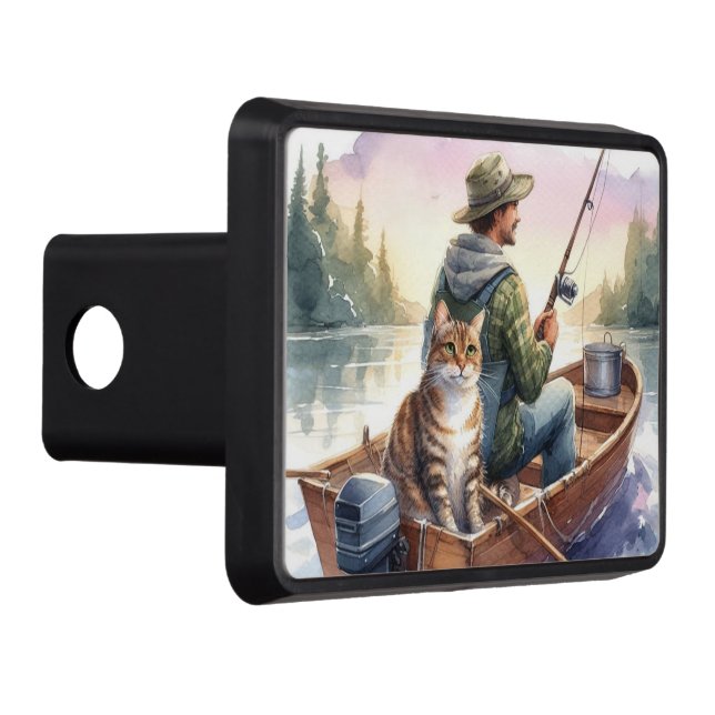 Fiske med Mitt Tabby katt vattenfärgsHitch-täcke Dragkroksskydd (Höger)