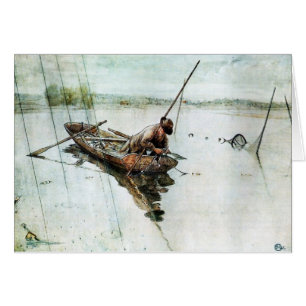 Fiske med nät 1905 hälsningskort
