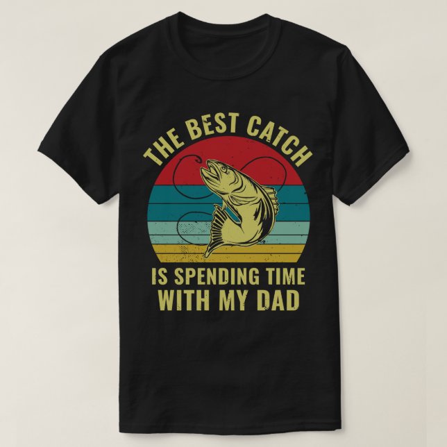 Fiske med pappa Far son Dotter Matching T Shirt (Design framsida)