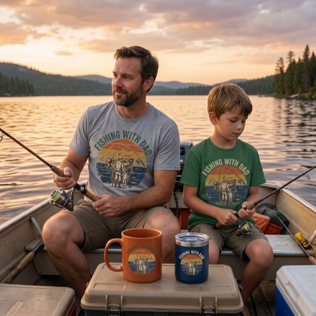 Fiske med pappa vintage,retro design t shirt (Skapare uppladdad)