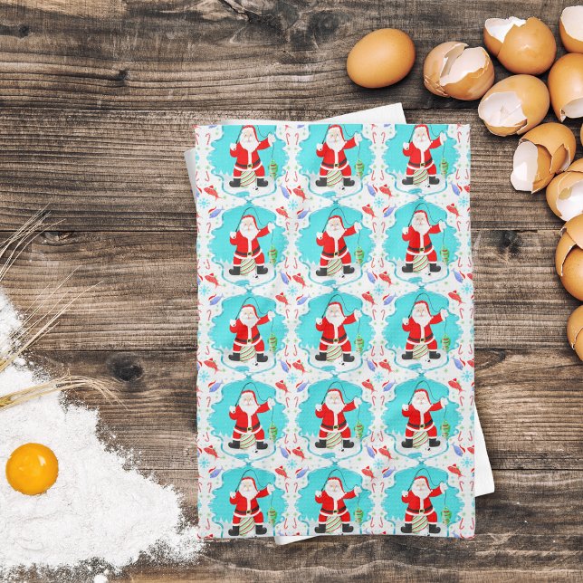 Fiske med Polar Bear Mönster Kökshandduk (Decorate your kitchen with reel fun for the fishing family!)