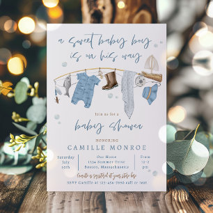 Fiske med Reel Excited Boy Baby Shower Inbjudningar