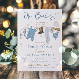Fiske med Reel Excited Boy Baby Shower Inbjudningar