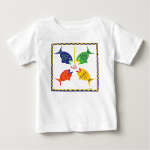 Fiske med röd Gult, blå Grönt T Shirt