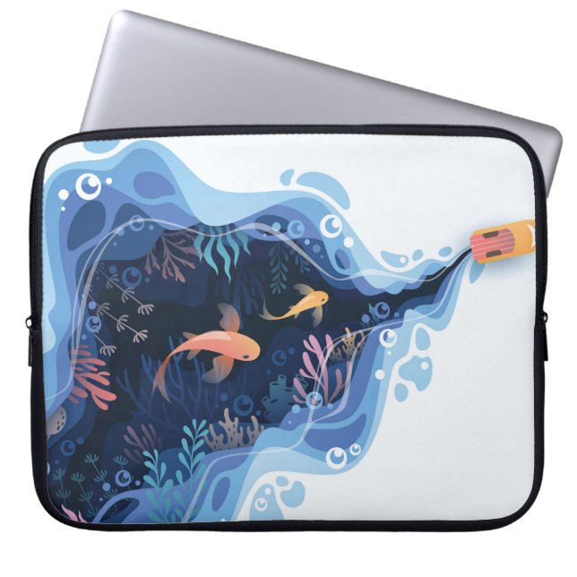 Fiske med skiktad form laptop fodral (Framsidan)