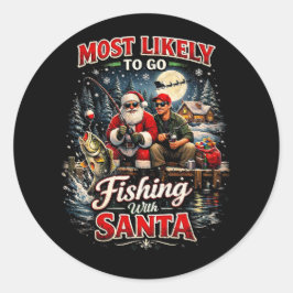 Fiske med Tomte Runt Klistermärke