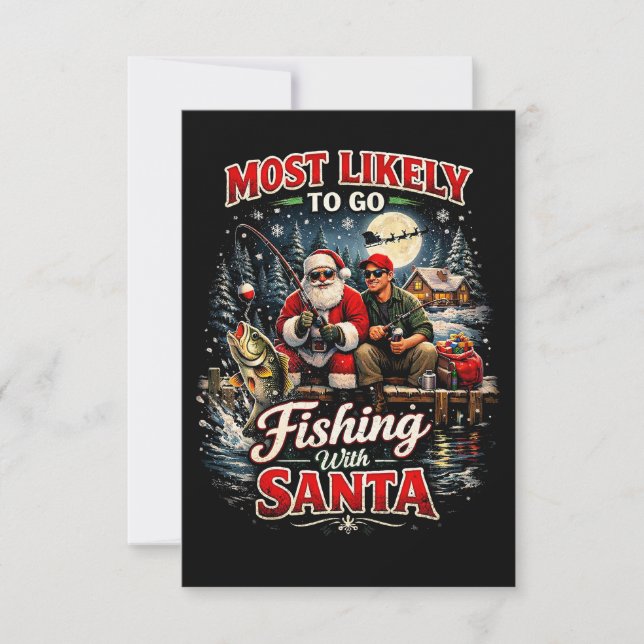 Fiske med Tomte Tack Kort (Framsida)