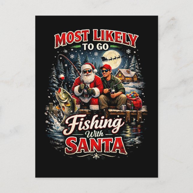 Fiske med Tomte Vykort (Framsida)