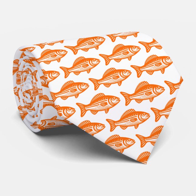 Fiske Mönster - Orangen i vitt Slips (Rullad)