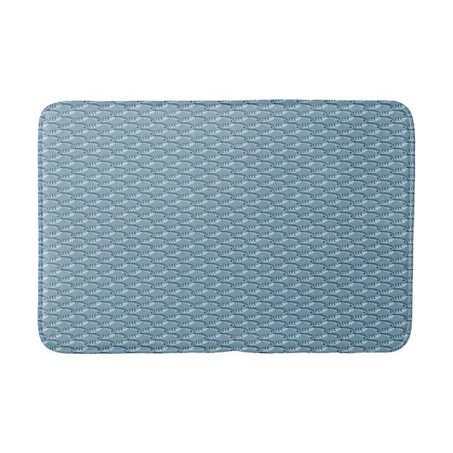 Fiske Mönster Slate Blue Bath Mat Badrumsmatta (Framsidan)