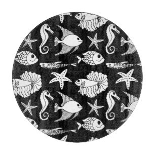 Fiske Motif: Svartvit Mönster.