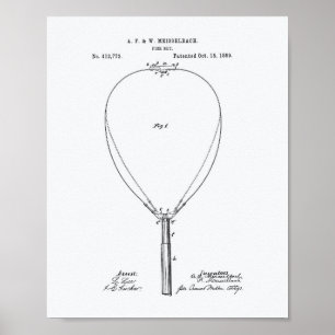 Fiske Net 1889 Patent Art White Papper Poster