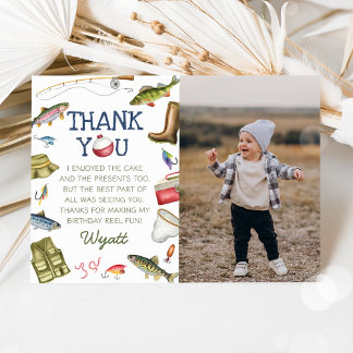 Fiske O-Fish-Ally One Boy Birthday Photo Tack Kort