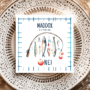 Fiske O-Fish-Ally the Big One Blue Boy Birthday Pappersservett