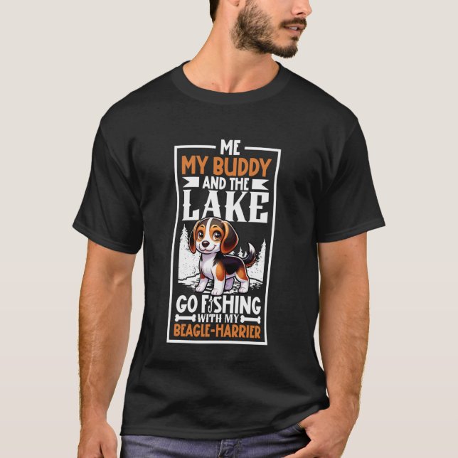 Fiske och Beagle-Harrier T Shirt (Framsida)