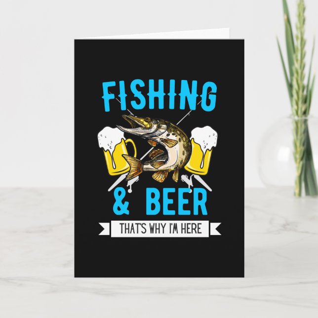 Fiske och Beer Funny Fiskare Angling Design Kort (Framsida)