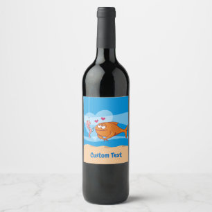 Fiske och bete i Kärlek Vin Vinflaska Etikett
