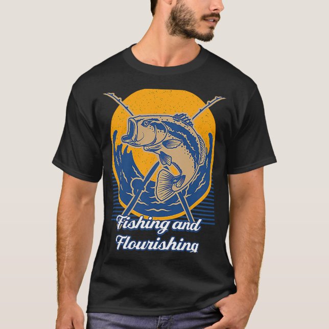 Fiske och blomning Fiskare T Shirt (Framsida)