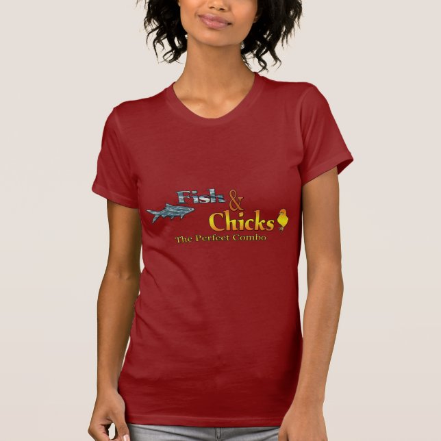 Fiske och Chick - roligt fiske T Shirt (Framsida)